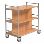 Bücherwagen,  90 cm hoch, 90x50 cm (B/T), doppelseitig nutzbar, jeweils 25 cm tief 